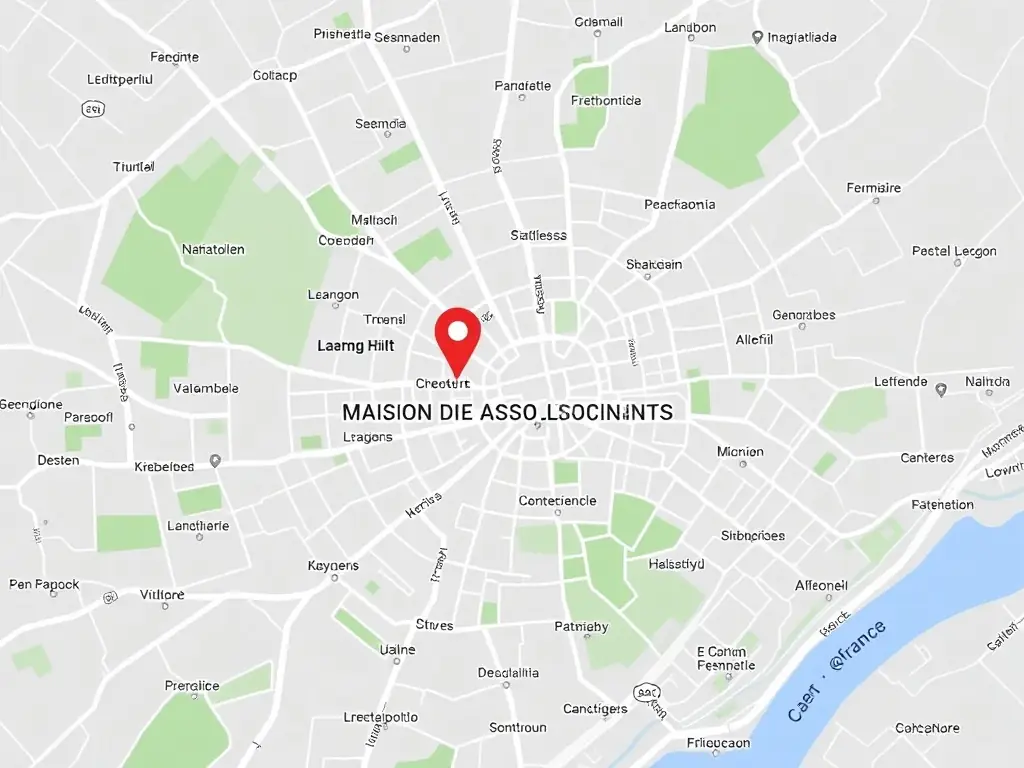 A map showing the location of MAISON DES ASSOCIATIONS in Caen, France.
